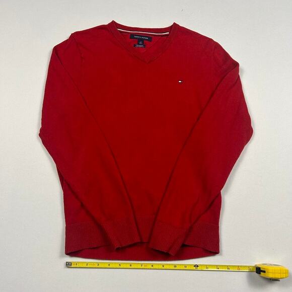 Tommy Hilfiger Red V Neck Cashmere Sweater - Picture 6 of 6